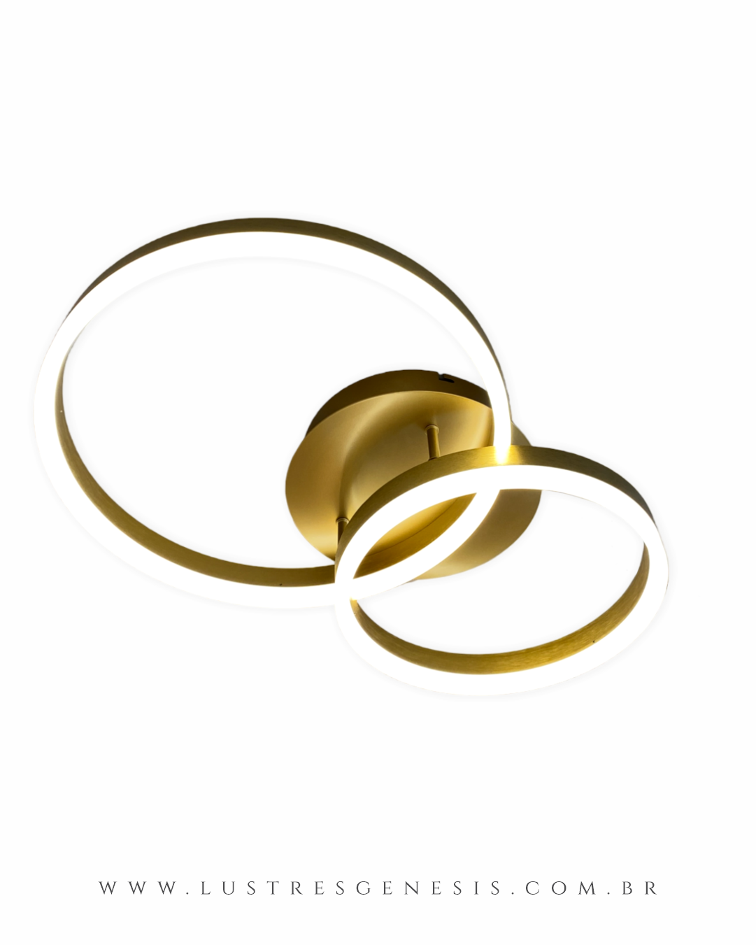 Plafon Moderno Aliança com 3 Anéis Dourados e LED Integrado